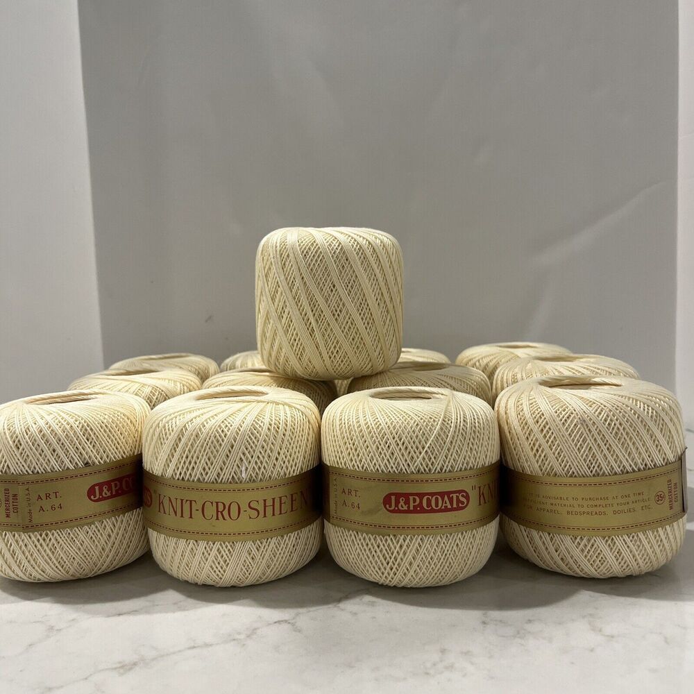 Vintage J&P Coats Knit Cro Sheen Boilfast Mercerized Cotton A.64 3,250 Yards NEW